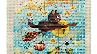 Stitch with me 11 Flying Cat #crossstitch 