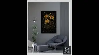 Galactic Garden Wall Art | Gold Floral Digital Print |Printable Home Decor | Modern Botanical Ill...
