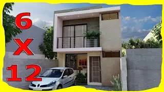 Casa de 6x12 DOS Plantas con 4 RECAMARAS (Fachadas de Casas Modernas)