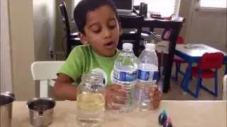 Oil, water and food coloring experiment