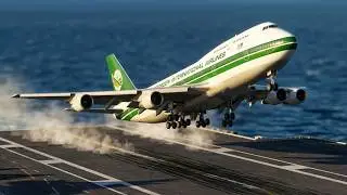 Insane Takeoff! Boeing 747 Evergreen International Airlines from Aircraft Carrier