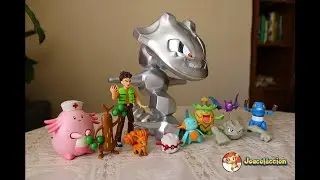 Figuras Pokémon Steelix y equipo de Brock (Chansey Tomy electronic, Jakks, Hasbro) / Joacoléccion