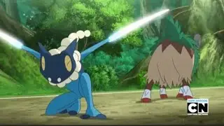 Ash's Frogadier Vs Ramos's Gogoat in English