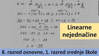 Linearne nejednačine rešeni zadaci - matematika za 8 razred i matematika za 1 razred srednje škole