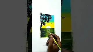 Easy Sunrise Scenery Painting 🌅 #oilpastelcoring