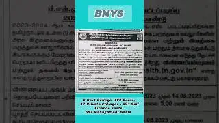 BNYS Admission, Government college, Seats,