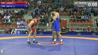 1/8 GR - 80 kg: Lasha GOBADZE (GEO) df. Dogan GOKTAS (TUR) by TF, 7-6