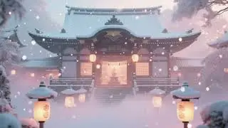 Japanese Shrine in Winter &ndash; Lantern Light Screen Ambience (Silent Wallpaper)