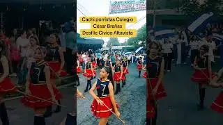 Cachiporristas Colegio C&eacute;sar Bra&ntilde;as. Desfile c&iacute;vico del 15 de septiembre 2025. Altavista.