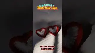 Crochet Red white heart hair clips 🧶 #crochet #crocheting#crochetpatterns #wool #yarn #shorts