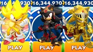Sonic Dash - Super Sonic vs Excalibur Sonic vs Warrior Shadow - All Characters Unlocked - Gameplay