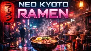 Neo-Kyoto 2077 🌃 2 Hours Cyberpunk Ambience: Rainy Ramen Stand for Deep Sleep