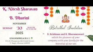 Nitesh Sharavan with Dharini | Betrothal | Mslive Stream Pvt Ltd