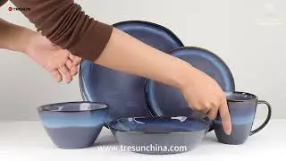 blue reactive dinnerware set