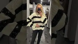 Стильный джемпер с шерстью и пайетками #женскаяодежда #джемпер