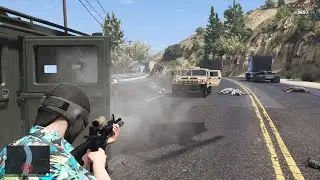 GTA 5 - Michael, Franklin & Trevor Military Convoy Ambush + Ten Star Escape