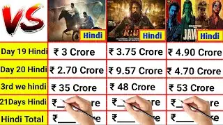 Jawan vs RrR vs KgF 2 movie Only 3Rd week day wise worldwide total box office collection comparison।