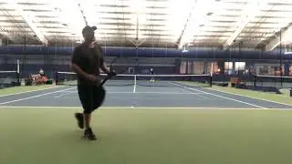 Tennis point play and racquet demo cool down. 