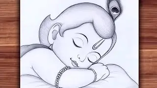 How to Draw Sleeping Baby Krishna | Krishna drawing | Easy Pencil Sketch Tutorial | Drawing 