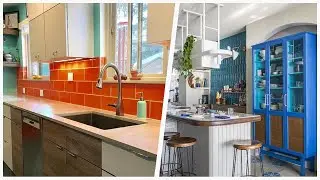 75 All Cabinet Finishes Turquoise Floor Kitchen Design Ideas You'll Love ⭐️