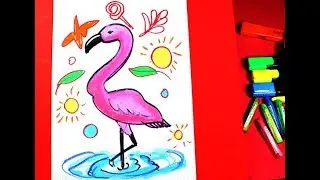 colorful cute Egret drawing for kids / whatdrawing