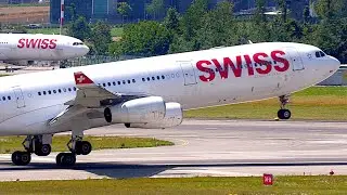 SUPER BUSY noon TRAFFIC - many HEAVY AIRCRAFT - Zurich Airport Plane Spotting | 4K