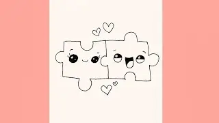 How To Draw Cute Puzzle Pieces in Love