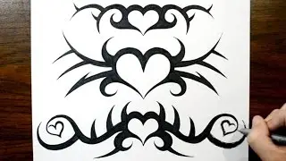 How I Draw Lowerback Tribal Heart Tattoo Designs