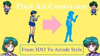 🎨 Sailor Mercury New Victory Pose 2nd Frame Pixel Art Conversion Time Lapse 3DO To Arcade Style 🎨