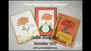 Карточка №1 &laquo;Техника имитации акварели&raquo; ~ Online Stamp Club, ноябрь 2017 г.
