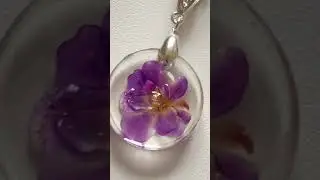 African Violet Real Flower Resin Pendant, 