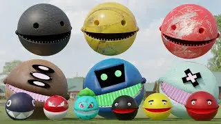 Robot Pacman vs Voltorb-PAC & PAC-MAN (BLACK, RED, YELLOW) and Chain Chomp