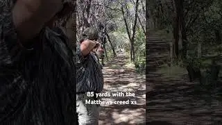 85 yards with the Matthews creed xs with gold tip hunter arrows