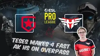 TeSeS ставит 4 быстрых AK HS на Оверпассе, Gambit vs Heroic, ESL Pro League Season 13