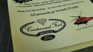 Flyers for a Centennial Ford in Watrous for STARS ambulance Pegasus Project Barrett-Jackson Auction