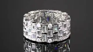 5.12 TCW Baguette Cubic Zirconia Eternity Band In Platinum Over Sterling Silver