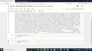 Reading text from dataset in CSV format in python