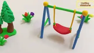 Polymer Clay Miniature Playground Set | Mini playground diy | DIY miniature park #polymerclayhacks
