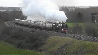 71000 Duke of Gloucester to and fro at Culham in light rain.