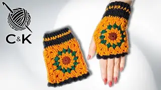 Crochet Sunflower 🌻 Fingerless Gloves In 20 Minutes Tutorial 💕