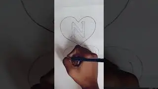 'N' letter beautiful pencil drawing #art videos #letter's drawing #shorts#