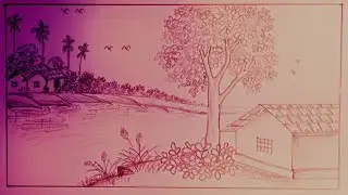 Village scenery | Beautiful landscape drawing | Pencil sketch | Drawing tutorial step by step #draw