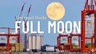 Wolf Super Full Moon rising over Liverpool docks