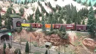 Great Northern Railway: Rock Island RS 3 4 units 29 car freight at Willmar