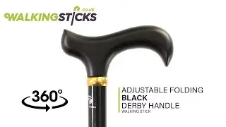 Adjustable Folding Black Derby Handle Walking Stick