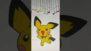 Pichu 💛🖤 #pokemon #pichu #pok&eacute;mon #coloring #colouring #satisfying #satisfyingvideo #art #relax