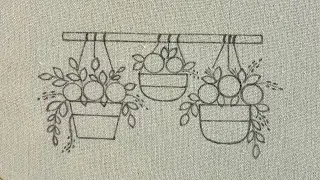 🌸Easy Hanging Pots Embroidery Tutorial | Bullion Roses, Woven Roses & Daisy Flowers | Free Pattern 🌸