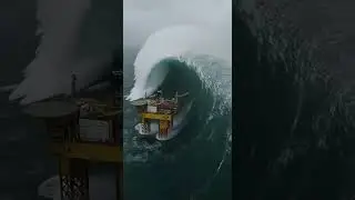 Workers Watch Massive Wave Destroy Their Oil Rig #shorts #shocking