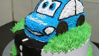 Car cake // 1.5kg beautiful blue and white colour combination // Car cake design for kids