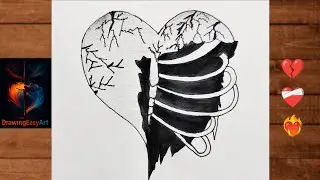 How to Draw a Broken Heart || Broken Heart Drawing Step by Step || Love Drawing 